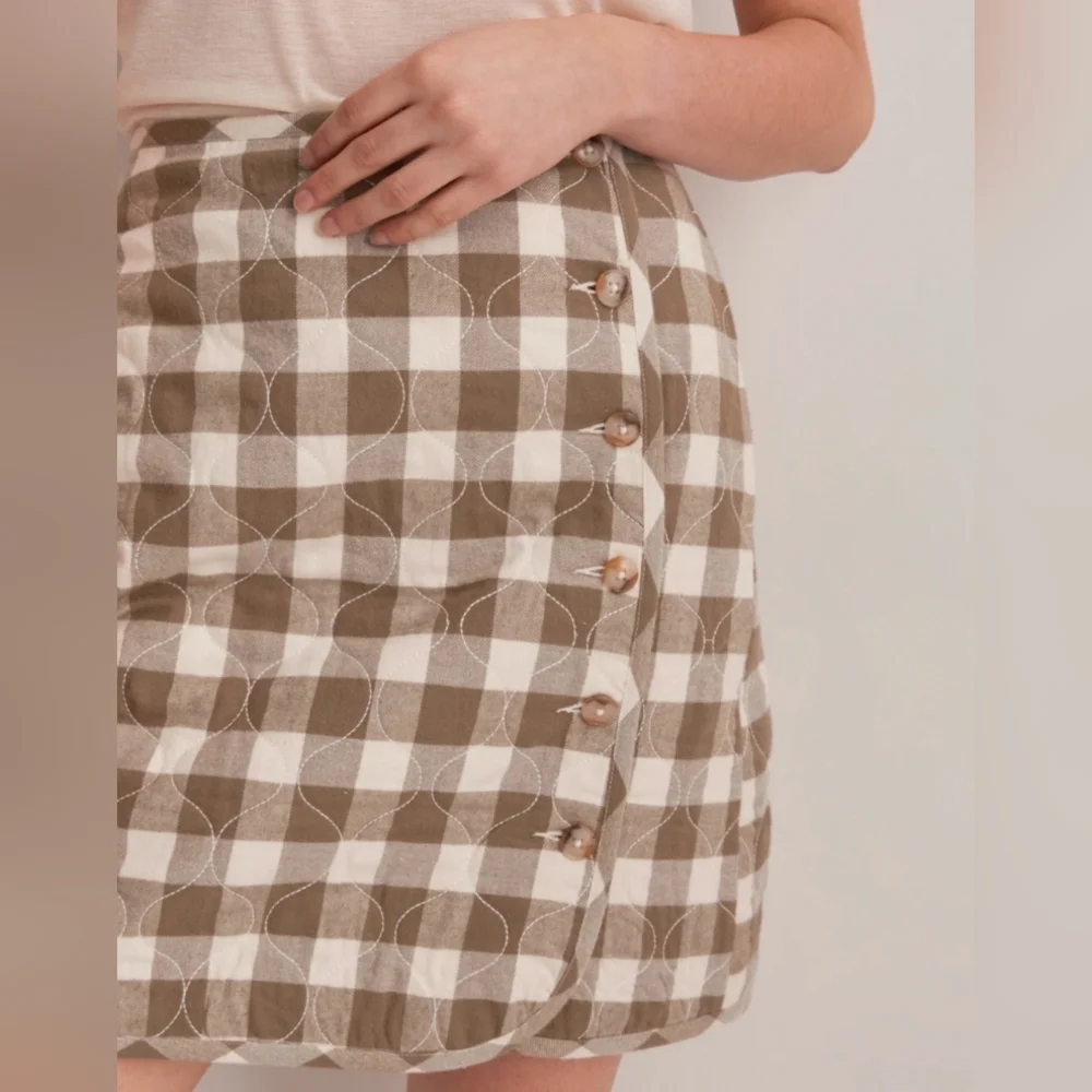 NWT, Madewell, Women's 00 Quilted Flannel Mini Skirt, Gingham Check‎